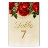 Elegant Red Roses Champagne Tabel 7 Kaart (Voorkant)