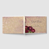 Elegant Red Roses Falling Leaves Wedding Gastenboek (Volledig)