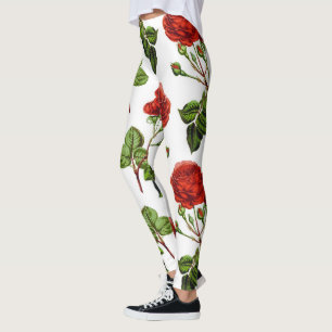 Elegant Red Roses Floral Flowers Patroon   Leggings