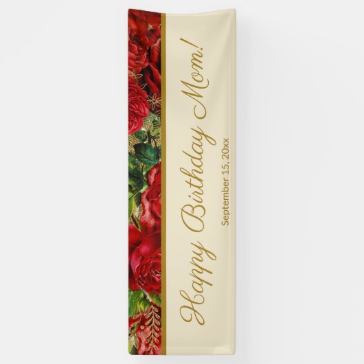 Elegant  Red Roses Moederdag Spandoek (Verticaal)