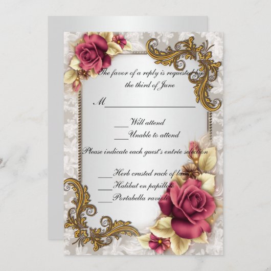 Elegant Red Roses Response Kaart (Voorkant / Achterkant)