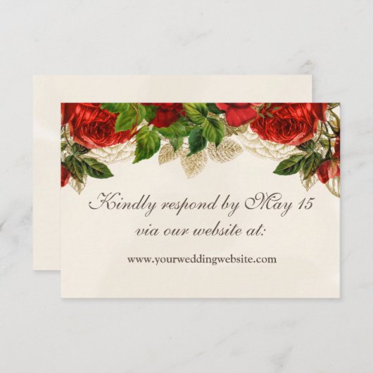 Elegant Red Roses Site Mariage RSVP (Devant / Derrière)