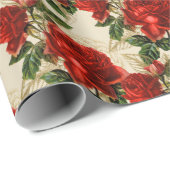 Elegant Red Roses Tan Cadeaupapier (Rol Hoek)