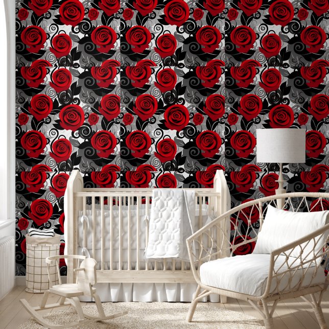 Elegant Red Roses Valentijnsdag Behang met B (Kinderen)