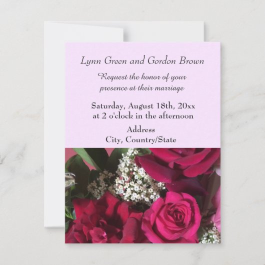 Elegant Red Roses Wedding Invitation Kaart (Voorkant)