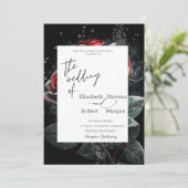 Elegant Red Roses Wedding Invitation Kaart (Staand voorkant)