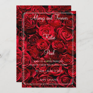 Elegant Red Roses Wedding-uitnodiging Kaart