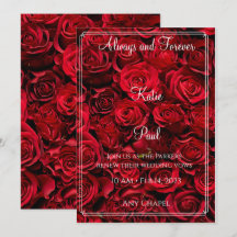 Elegant Red Roses Wedding-uitnodiging