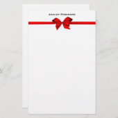 Elegant Red Satin Bow op White Briefpapier (Voorkant / Achterkant)