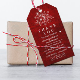 Elegant Red Scratch bloemendank u voor Gift Label Cadeaulabel