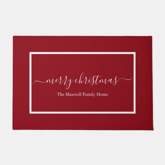 Elegant red script naam mary kerry kermas deurmat (Voorkant)