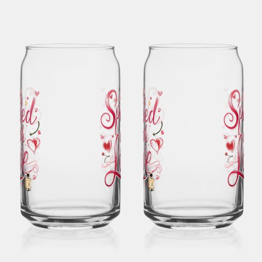Elegant Red Script with Champagne Blikvorm Glas (Rechts)
