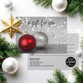 Elegant Red Silver Christmas Baubles Gift Card