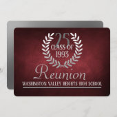Elégant Red|Silver Class Reunion Invitation (Devant / Derrière)