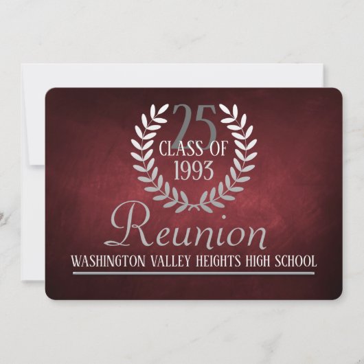 Elégant Red|Silver Class Reunion Invitation (Devant)