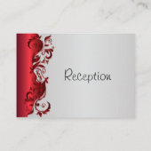 Elegant Red & Silver Florid Wedding Design Informatiekaartje (Achterkant)