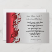 Elegant Red & Silver Florid Wedding Design Kaart (Voorkant)