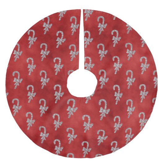 Elegant Red Silver Glitter Candy Candes Kerstmis Kerstboom Rok (Voorkant)