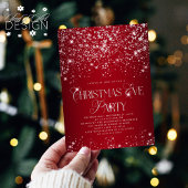 Elegant Red Silver Glitter-kerstfeest Kaart