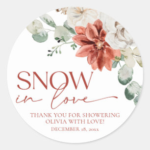 Elegant Red Snow in Love Winter Vrijgezellenfeest Ronde Sticker