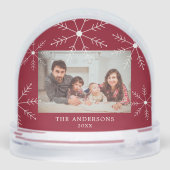 Elegant Red Snowflake Family Photo Christmas (Arrière)