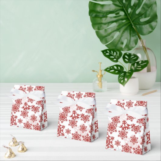 Elegant Red Snowflake Pattern op White Kerstmis Bedankdoosjes (Meervoudige)