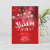 Élégant Red Snowflakes Fête Invitation (Debout devant)