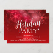 Elegant Red Snowflakes Holiday Party Uitnodiging (Voorkant / Achterkant)