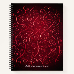 Elegant Red Swirl Pattern Notitieboek