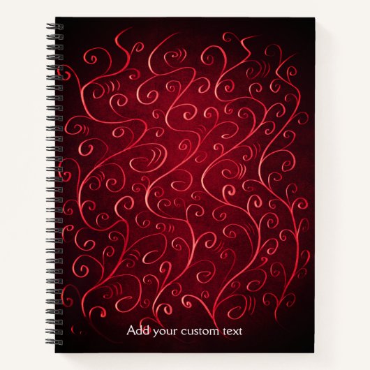 Elegant Red Swirl Pattern Notitieboek (Voorkant)