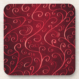 Elegant Red Swirl Pattern Onderzetter
