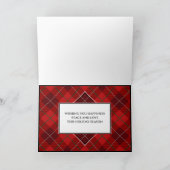 Elegant Red Tartan Pset met kerstfeest Foto Feestdagen Kaart (Binnen)