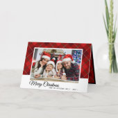 Elegant Red Tartan Pset met kerstfeest Foto Feestdagen Kaart (Voorkant)