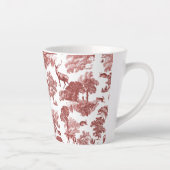 Elegant  Red Toile Deer Fox Hare Patroon Latte Mok (Rechts)