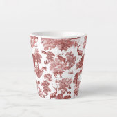 Elegant  Red Toile Deer Fox Hare Patroon Latte Mok (Voorkant)
