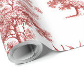 Elegant Red Toile Deer Fox in Forest Cadeaupapier (Rol Hoek)