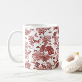 Elegant  Red Toile Fox Rabbits in Woodland Koffiemok