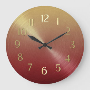 Elegant Red tot Gold Ombre Gradiënt Grote Klok