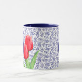 Elegant Red Tulips Spring Floral Blue Monogram Mok (Midden)