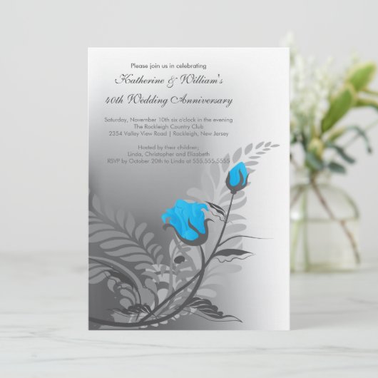 Elegant Red Turquoise Jubileum Invitation Kaart (Staand voorkant)