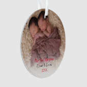 Elégant Red Twin Photo Baby Premier Noël (devant)