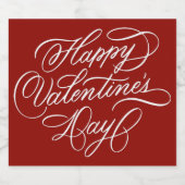 Elegant Red Valentines Day Calligraphy  Sparkling Wijnetiket (Enkel label)