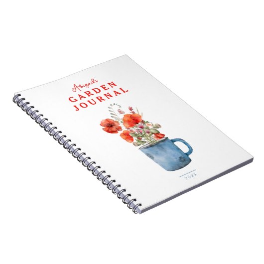 Elegant Red Waterverf Poppiess Garden Journal Notitieboek (Rechterzijde)