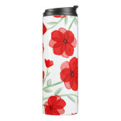 Elegant Red Waterverf Poppy Floral Pattern Thermosbeker (Gedraaid links)