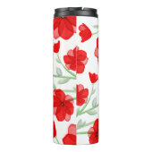 Elegant Red Waterverf Poppy Floral Pattern Thermosbeker (Achterkant)