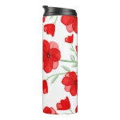 Elegant Red Waterverf Poppy Floral Pattern Thermosbeker (Geroteerd rechts)