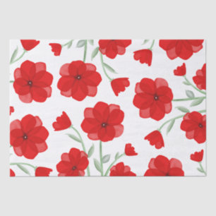 Elegant Red Waterverf Poppy Floral Pattern Tissuepapier