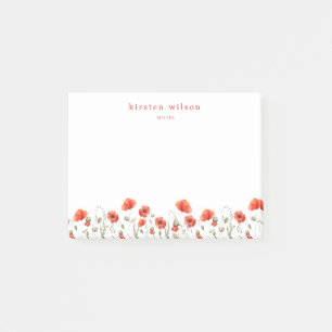 Elegant Red Waterverf Poppy Flowers gepersonalisee Post-it® Notes