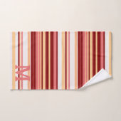 Elegant red white and pink stripes monogram bad handdoek (Handdoek)