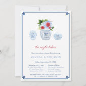 Elegant Red White Blue Wedding Rehearsal Dinner Kaart (Voorkant)